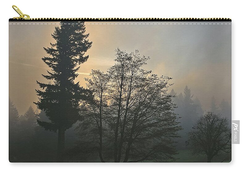Portland Oregon Zip Pouch featuring the photograph Patchy Morning Fog by Albert Seger