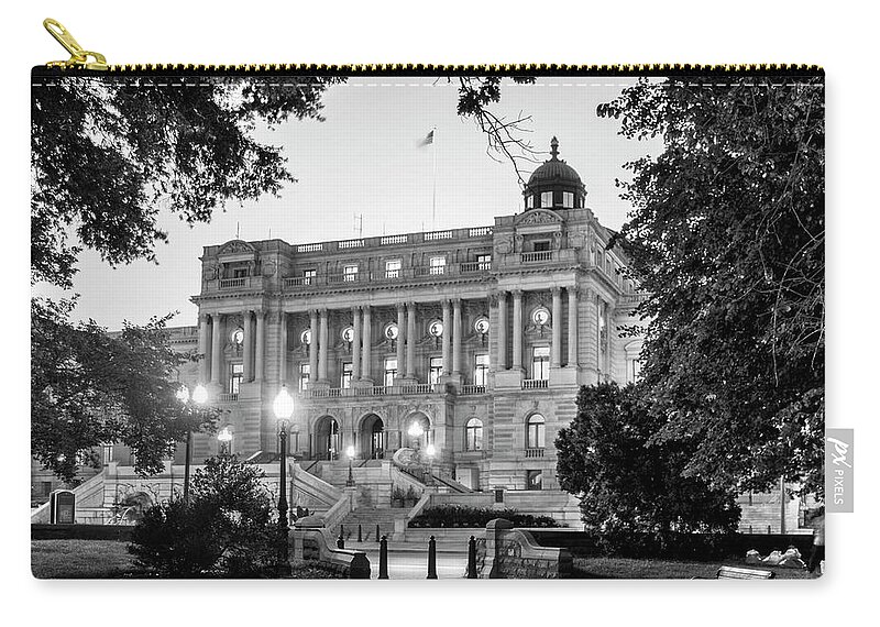 Library Of Congress Zip Pouch featuring the photograph Path To The Library In Black and White by Greg and Chrystal Mimbs