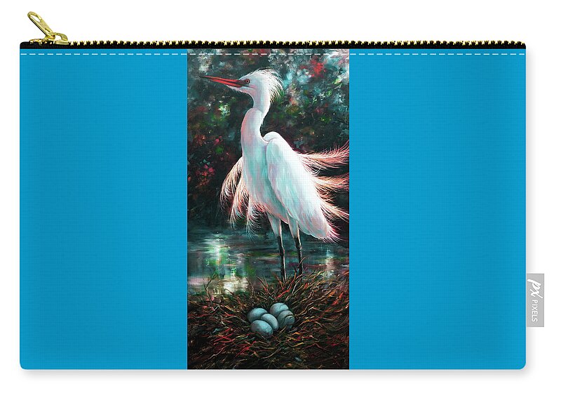 Birds Zip Pouch featuring the painting Patiently Waiting by Lynne Pittard