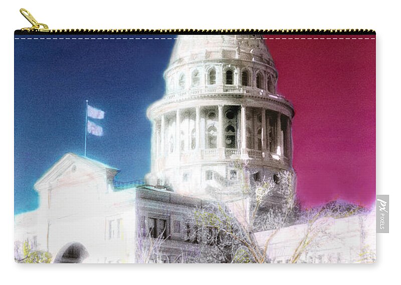 Americana Zip Pouch featuring the photograph Patriotic Texas Capitol by Marilyn Hunt