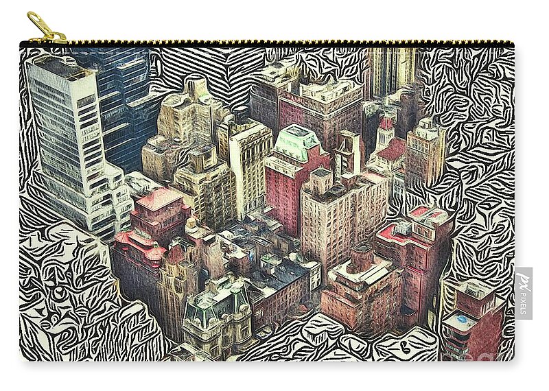 New Zip Pouch featuring the painting Patterns of Places - New York by Esoterica Art Agency