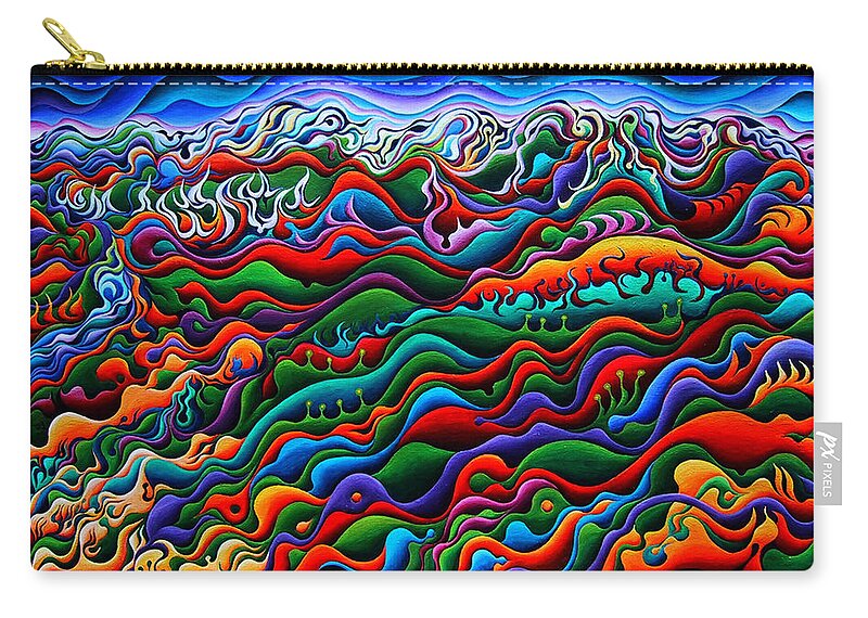 Landscape Zip Pouch featuring the painting Pawnee Spirit Camp by Amy Ferrari