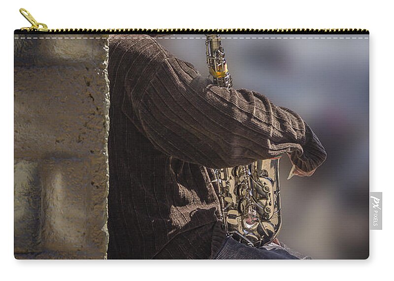 Saxophone Zip Pouch featuring the photograph Saxophone Jazz Man by Joann Long