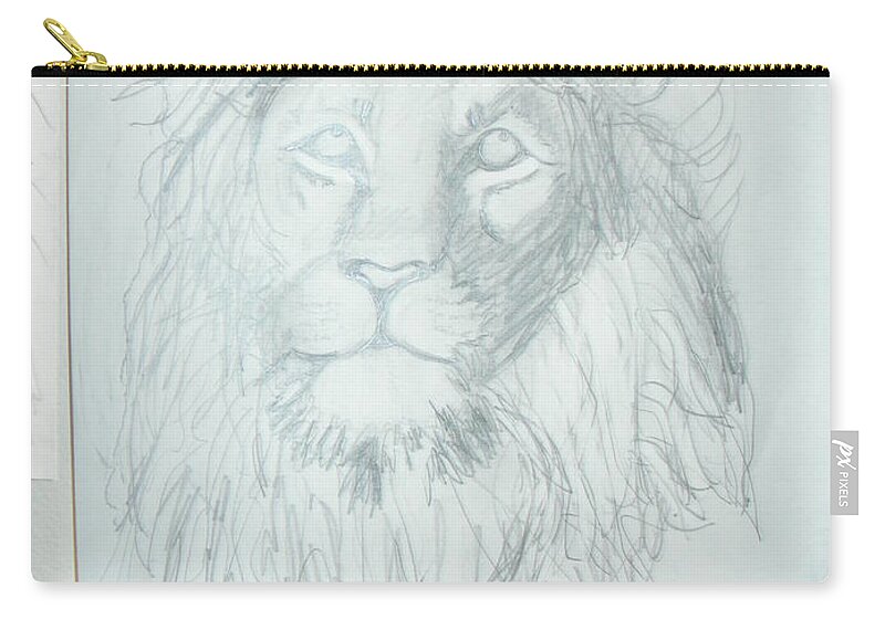 Abstract Sketch Drawing Animals Jungle Savannah Zip Pouch featuring the drawing Peace In The Valley by Sharyn Winters