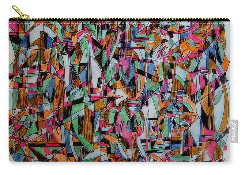 Abstract Geometric Colored Pencil Painting Zip Pouch featuring the painting Peace Quilt by Nancy Kane Chapman