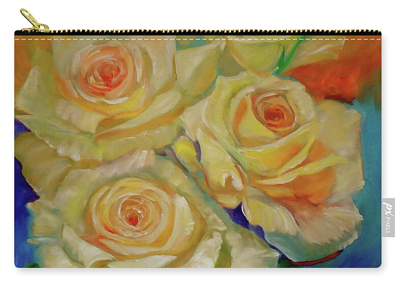 Roses Zip Pouch featuring the painting Peace Roses by Jenny Lee
