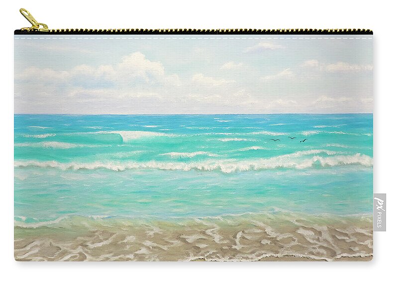 Sea Scape Zip Pouch featuring the painting Peaceful Beach by Jimmie Bartlett
