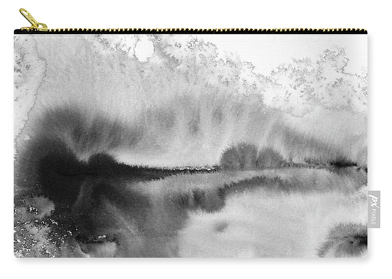 Ink Zip Pouch featuring the painting Peaceful Evening - Abstract Ink Rural Landscape Art by Modern Abstract