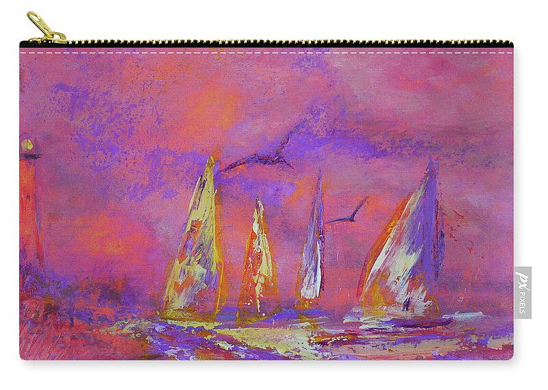 Art Zip Pouch featuring the painting Peaceful morning sailboats 12-2-16 by Julianne Felton