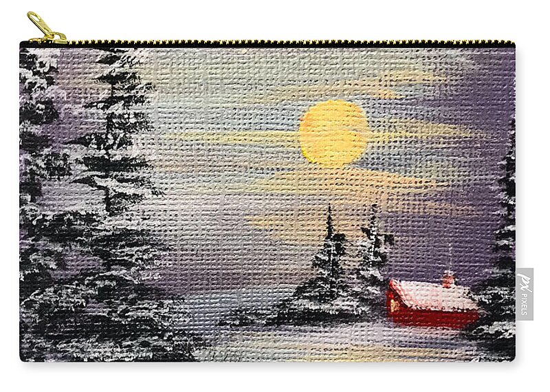 Snow Zip Pouch featuring the painting Peaceful Night by Dorothy Maier