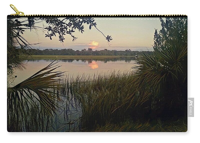 Palmetto Zip Pouch featuring the photograph Peaceful Palmettos by Sherry Kuhlkin