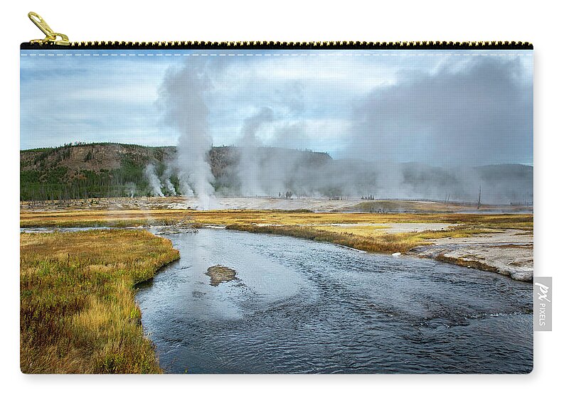 Yellowstone Zip Pouch featuring the photograph Peaceful River by Scott Read