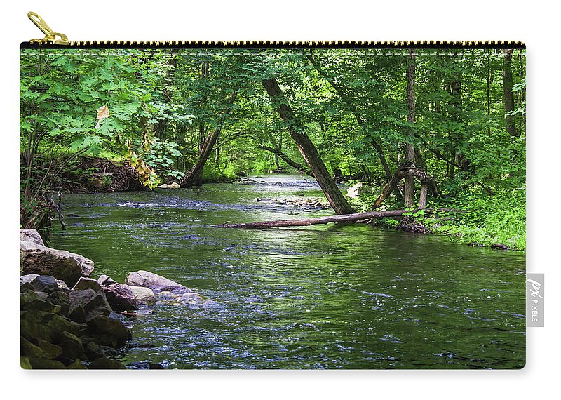 Stream Zip Pouch featuring the photograph Peaceful Stream by Robert McKay Jones