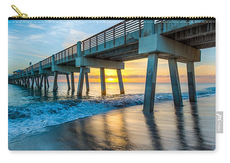 Beach Zip Pouch featuring the photograph Peaceful Surf Panorama by Debra and Dave Vanderlaan
