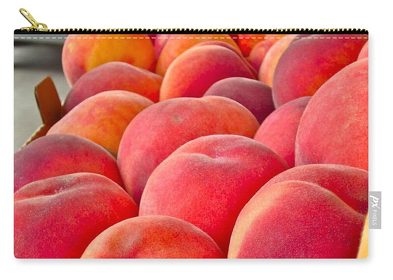 Photograph Of Peaches Zip Pouch featuring the photograph Peaches For Sale by Gwyn Newcombe