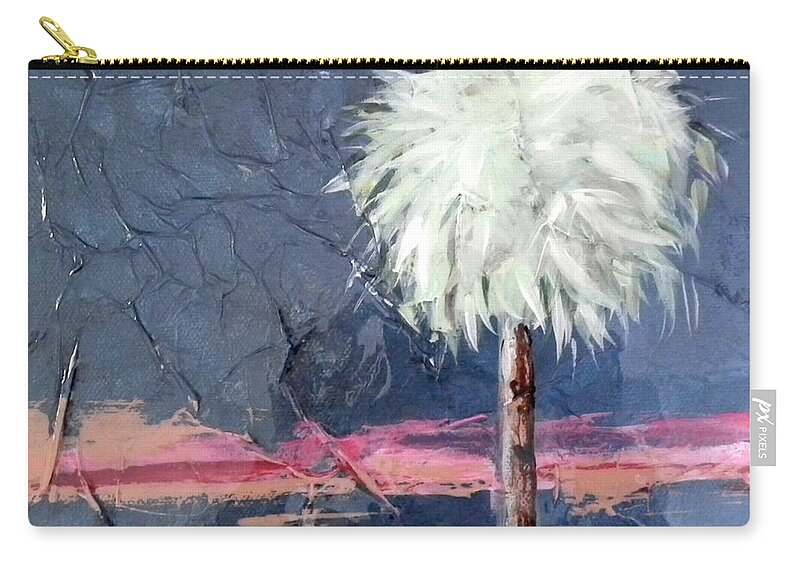 Peach Zip Pouch featuring the painting Peachy Horizons Palm Tree by Kristen Abrahamson