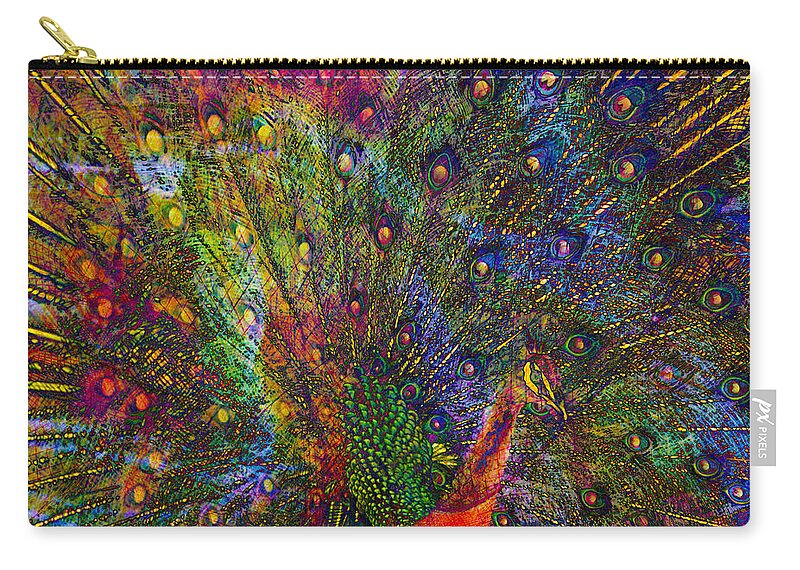 Peacock Zip Pouch featuring the digital art Peacock by Barbara Berney