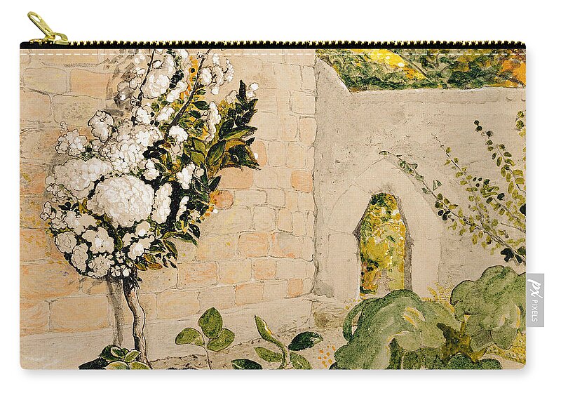 Samuel Palmer Zip Pouch featuring the painting Pear Tree in a Walled Garden by Samuel Palmer