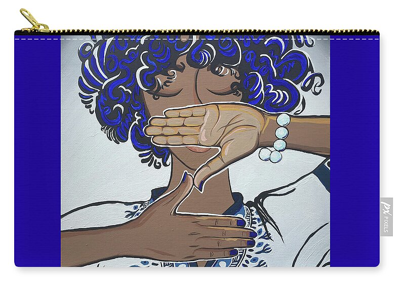 Pearls Zip Pouch featuring the painting Pearls and Dashiki by Alisha Lewis