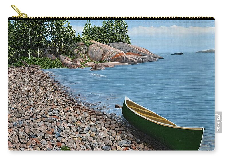 Canoe Zip Pouch featuring the painting Pebble Beach by Kenneth M Kirsch