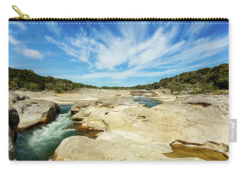 Pedernales Falls Zip Pouch featuring the photograph Pedernales Falls Texas by Raul Rodriguez