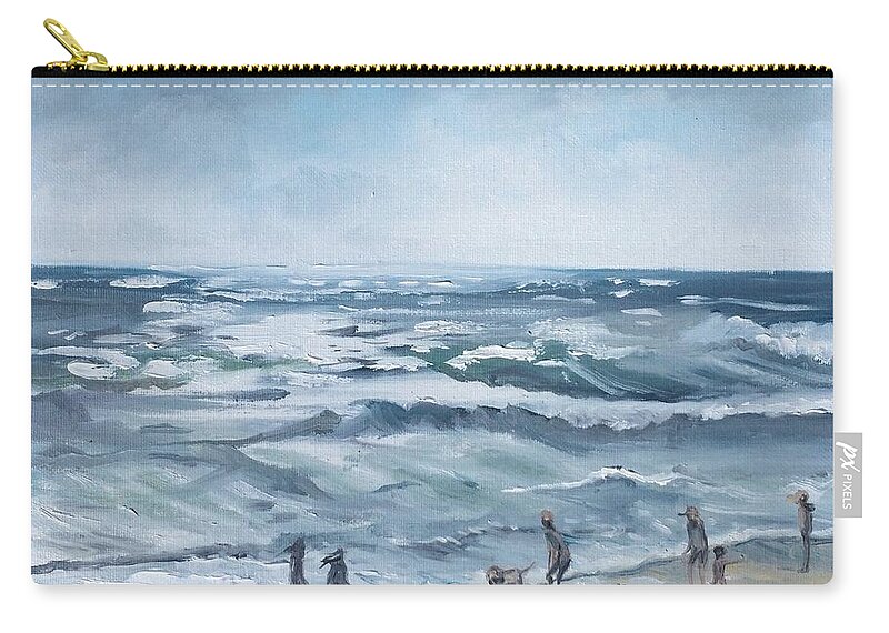 Ocean Zip Pouch featuring the painting Peek of Blue by Maggii Sarfaty
