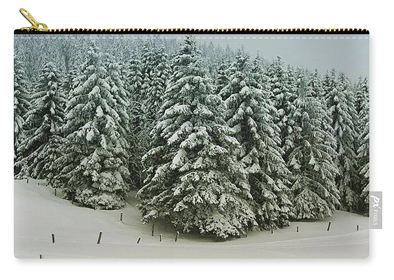  Zip Pouch featuring the photograph Pegs And Posts, Switzerland by Aleck Cartwright