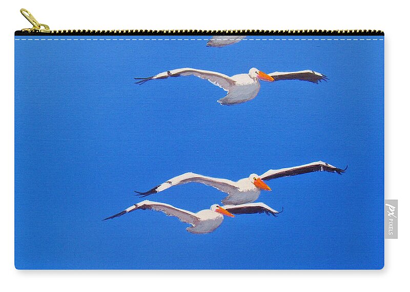 Pelicans Zip Pouch featuring the painting Pelican Friends by Anne Marie Brown