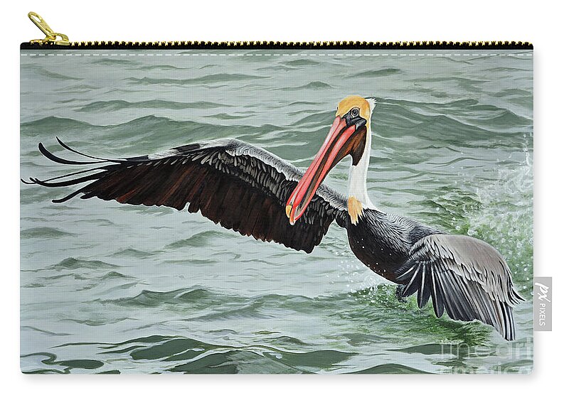 Pelican Zip Pouch featuring the painting Pelican Splash by Jimmie Bartlett