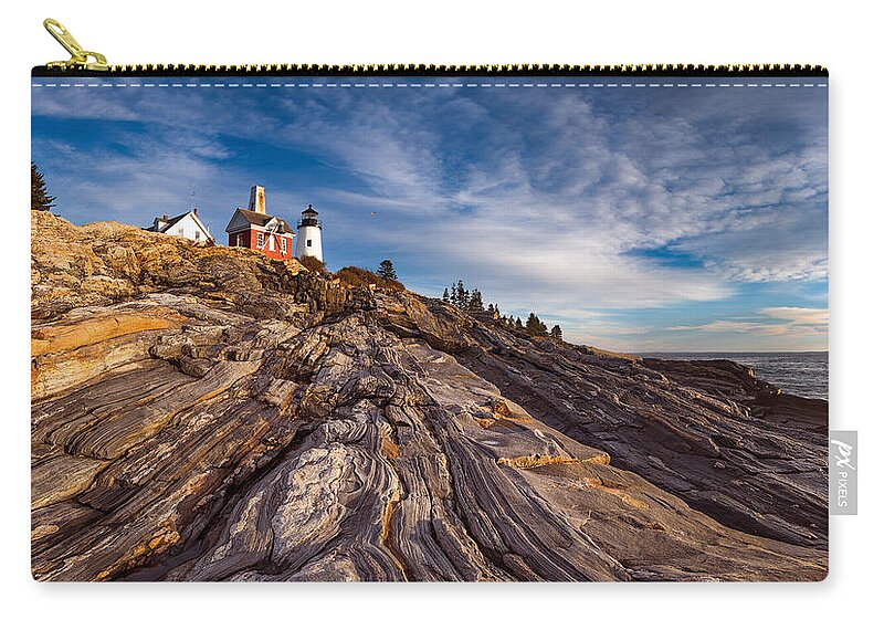 Lighthouse Zip Pouch featuring the photograph Pemaquid Point by Darren White