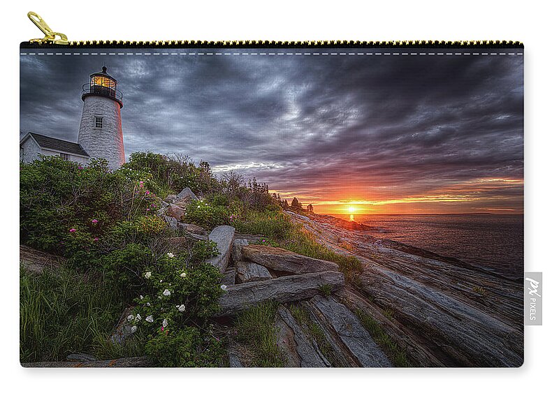 Lighthouse Zip Pouch featuring the photograph Pemaquid Sunrise by Neil Shapiro