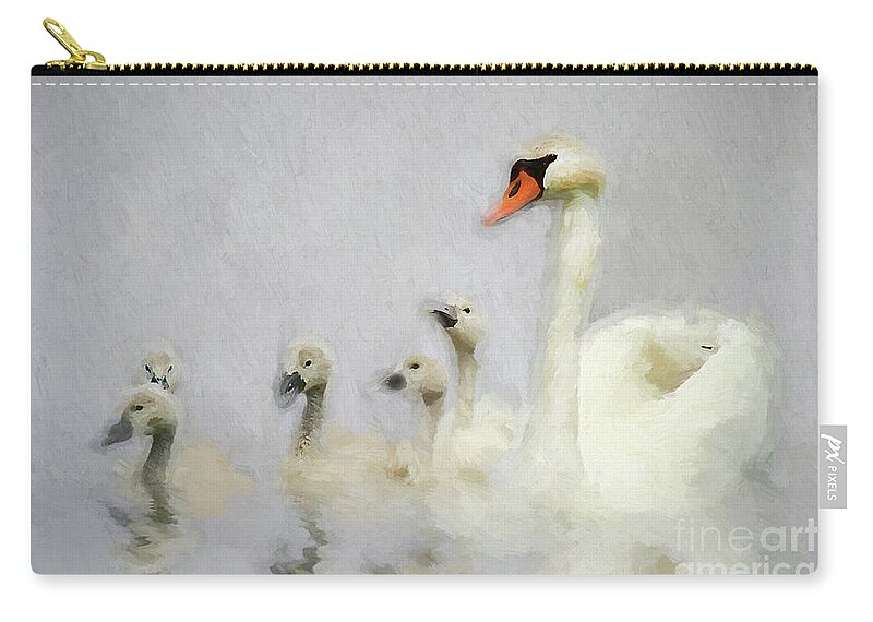 Lake Zip Pouch featuring the photograph Pen and her Cygnets by Darren Fisher