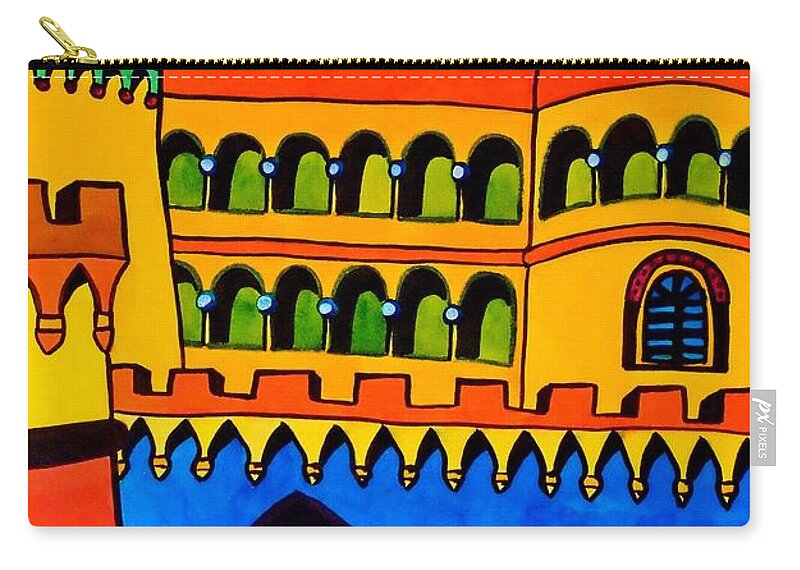 Castle Zip Pouch featuring the painting Pena Palace Portugal by Dora Hathazi Mendes