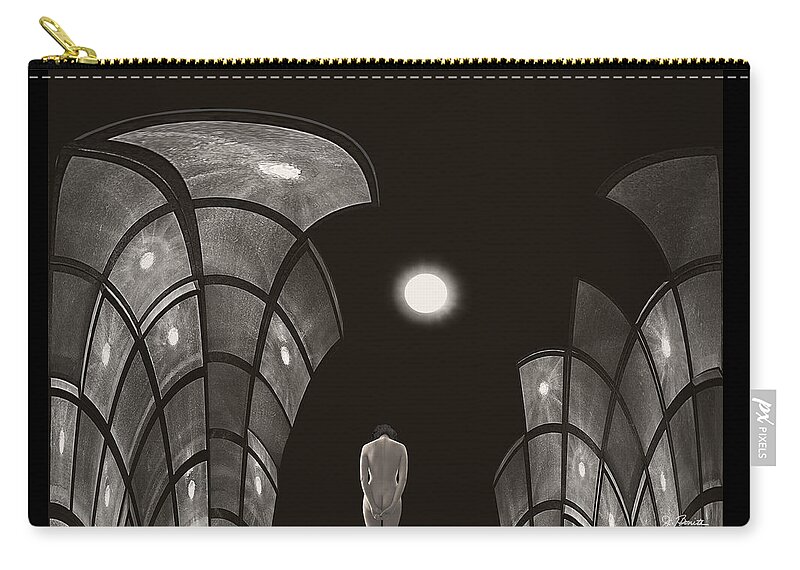 Surreal Zip Pouch featuring the photograph Pensive Nude in a Surreal World by Joe Bonita
