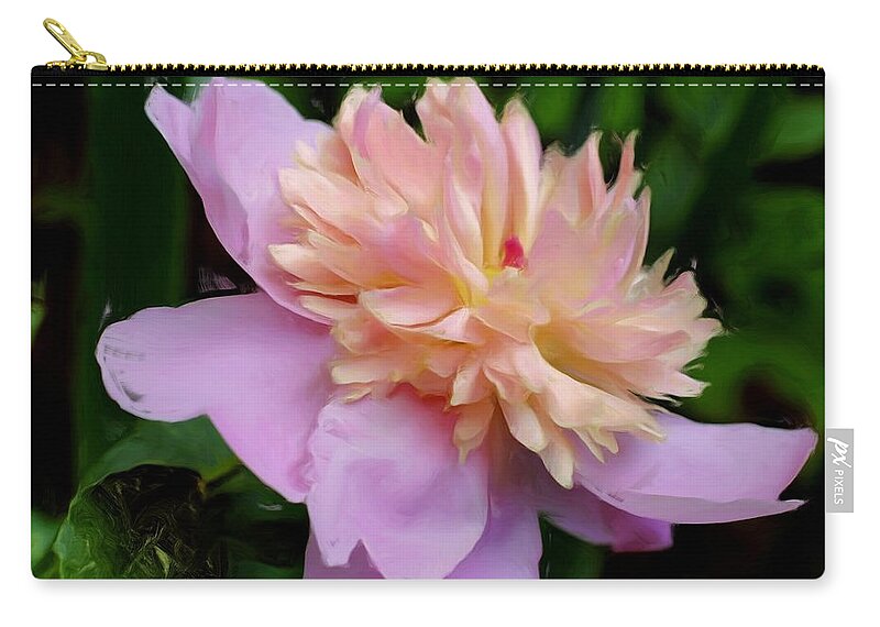 Flower Zip Pouch featuring the painting Peony Splendor by Smilin Eyes Treasures