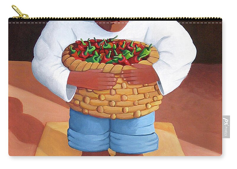 Mexican Zip Pouch featuring the painting Pepper Boy by Lance Headlee