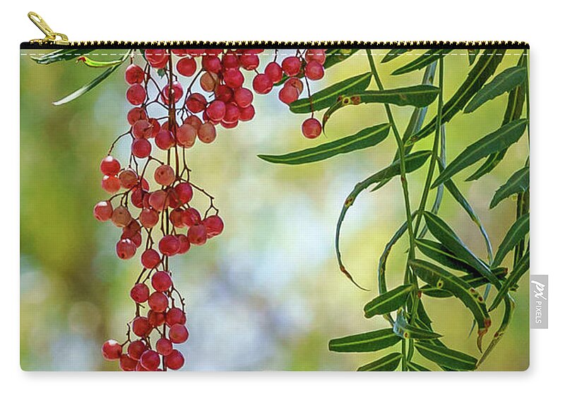 Leo Carillo Ranch Zip Pouch featuring the digital art Pepper Tree Branch by Stevie Benintende