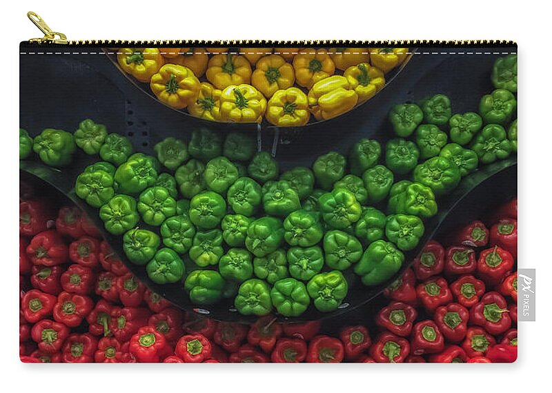 Abstract Zip Pouch featuring the photograph Peppers by Jonathan Nguyen