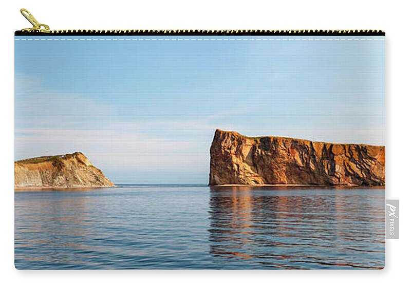Perce Rock Carry-all Pouch featuring the photograph Perce Rock at Gaspe Peninsula by Elena Elisseeva
