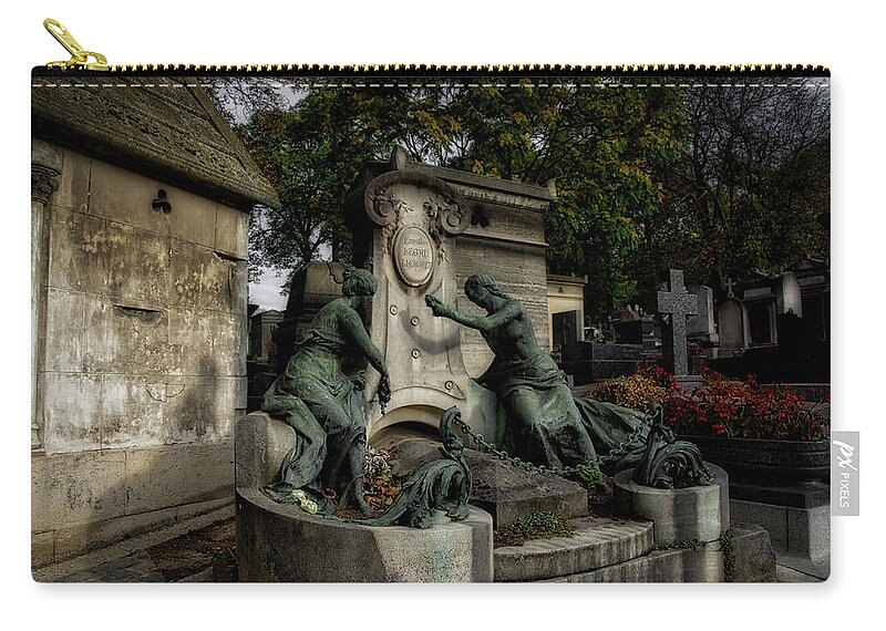 Cemetery Zip Pouch featuring the photograph Pere Lachaise tomb by Ingrid Dendievel