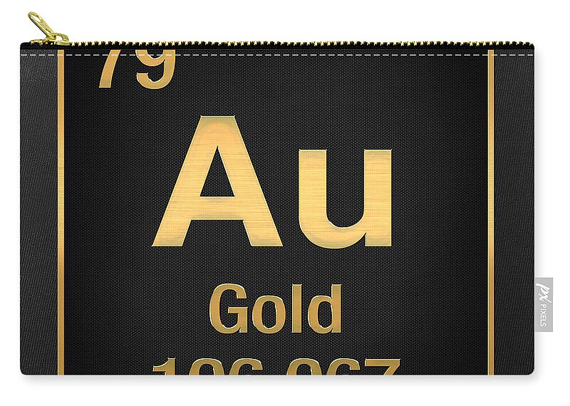 the Elements Fine Art Collection By Serge Averbukh Zip Pouch featuring the photograph Periodic Table - Gold on Black by Serge Averbukh