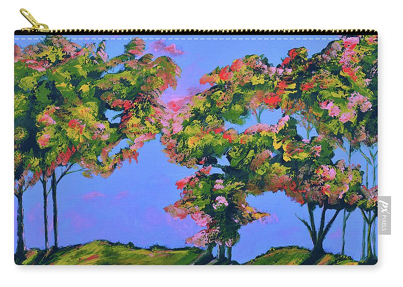 Abstract Landscape Zip Pouch featuring the painting Periwinkle Twilight by Donna Blackhall