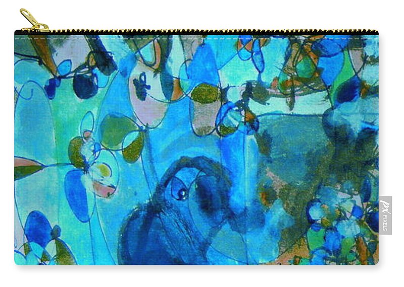 Abstract Bird Motif Painting Zip Pouch featuring the painting Perriwinkle Tribute by Nancy Kane Chapman