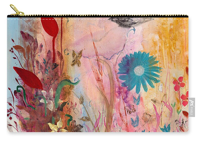 Persephone Zip Pouch featuring the mixed media Persephone's Splendor by Robin Pedrero