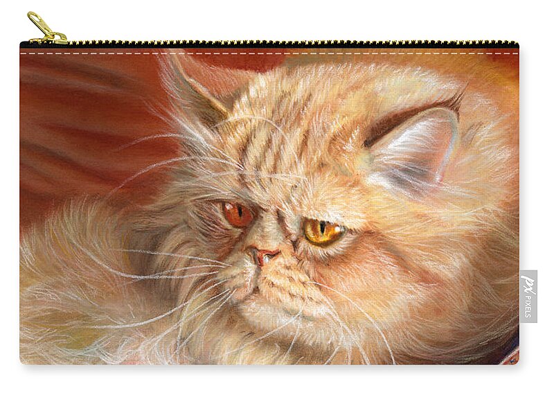 Cat Zip Pouch featuring the painting Persian cat by Svetlana Ledneva-Schukina