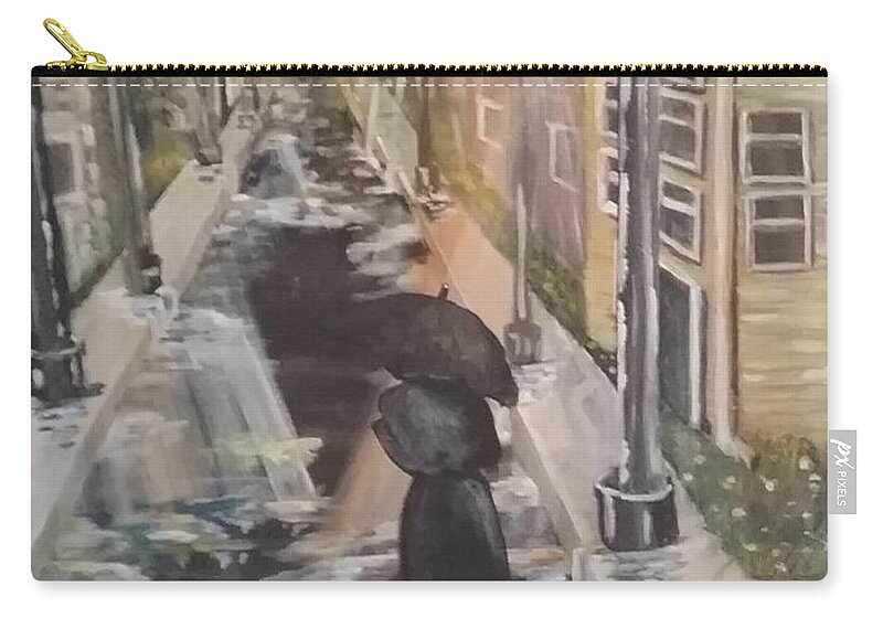 Rain Zip Pouch featuring the painting Persistence by Saundra Johnson
