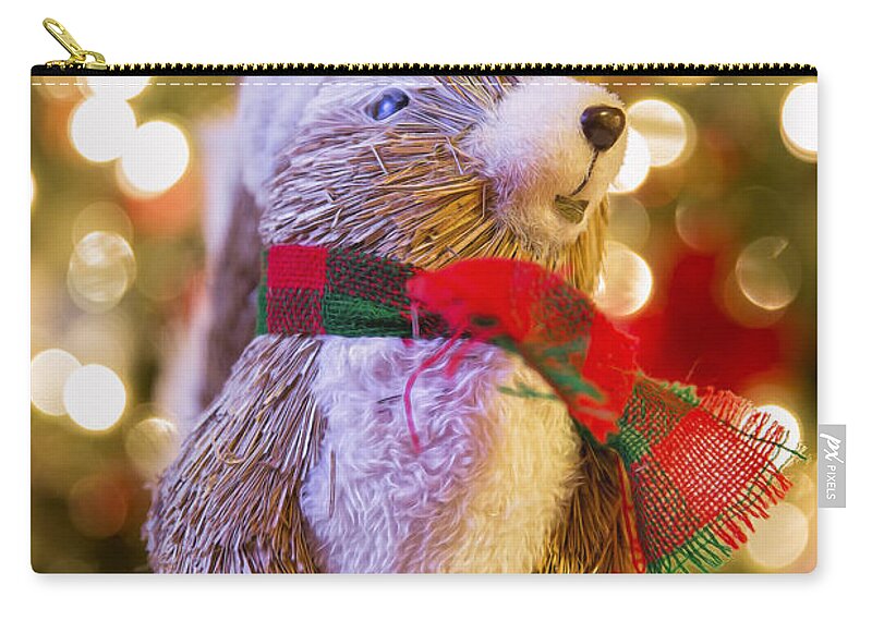 Decoration Zip Pouch featuring the photograph Pervy Christmas Squirrel by Bill and Linda Tiepelman
