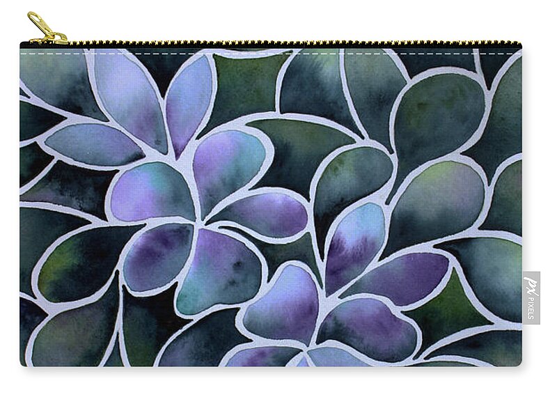 Painting Zip Pouch featuring the painting Petals and Leaves by Lael Rutherford