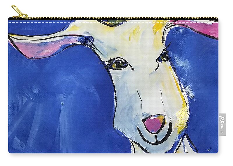 Goat Zip Pouch featuring the painting Pete by Terri Einer