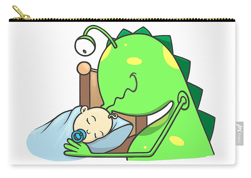Monster Zip Pouch featuring the digital art Peter and the Closet Monster, kiss by Konni Jensen